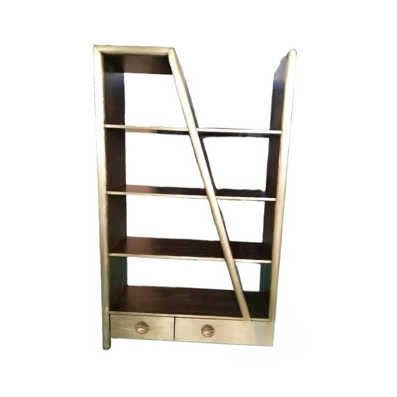 Office Furniture Loft - Antique Brass Steel Metal Bookshelf Stand