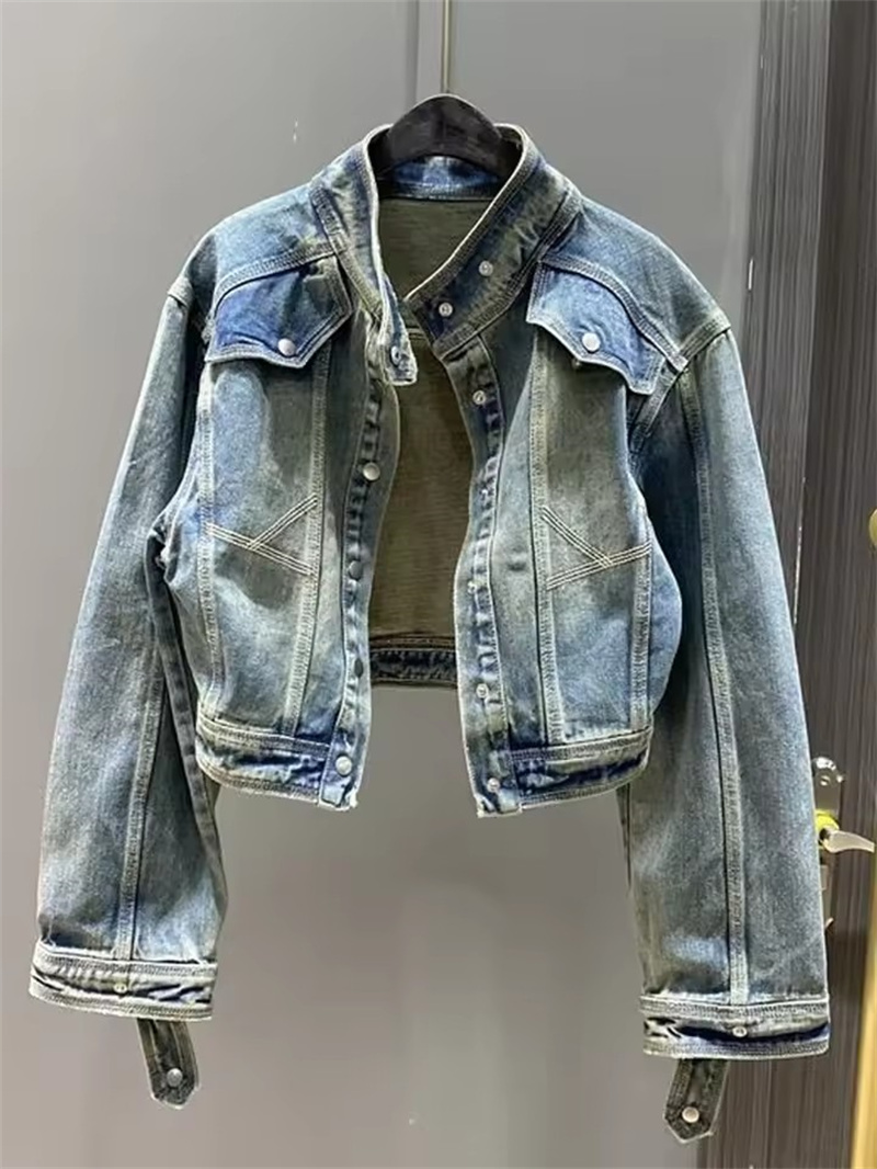 Coat Rack Standing - Vintage Short Denim Jacket Women Spring