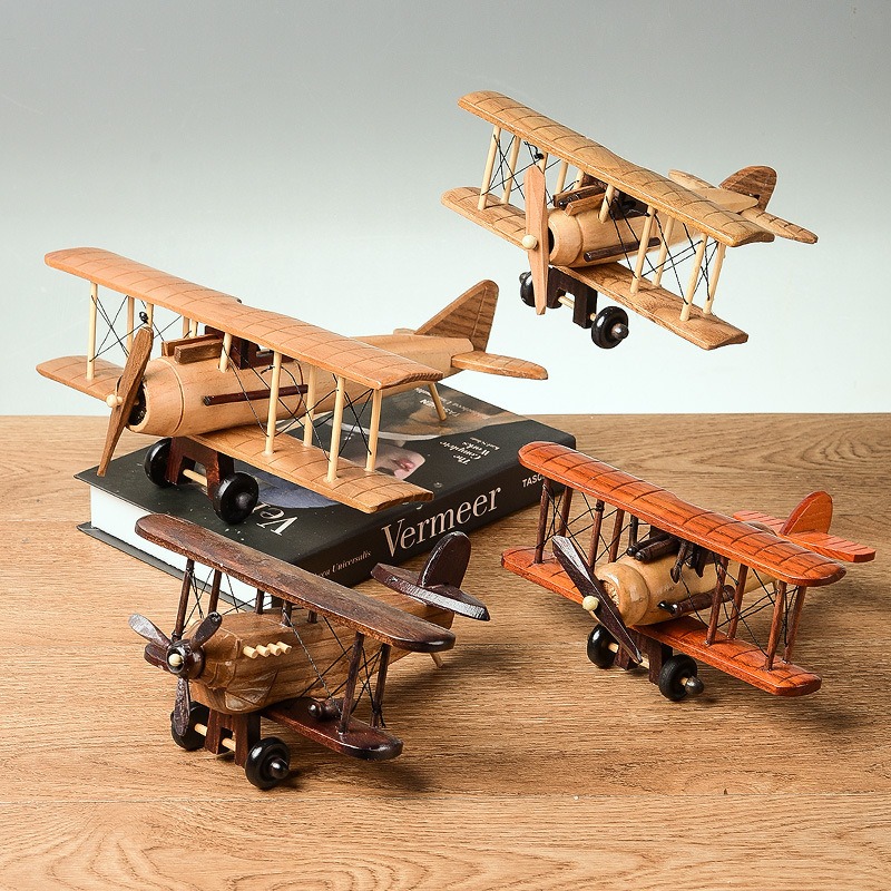 Office Furniture Suppliers - Wooden Retro Airplane Model Handcrafted Vintage