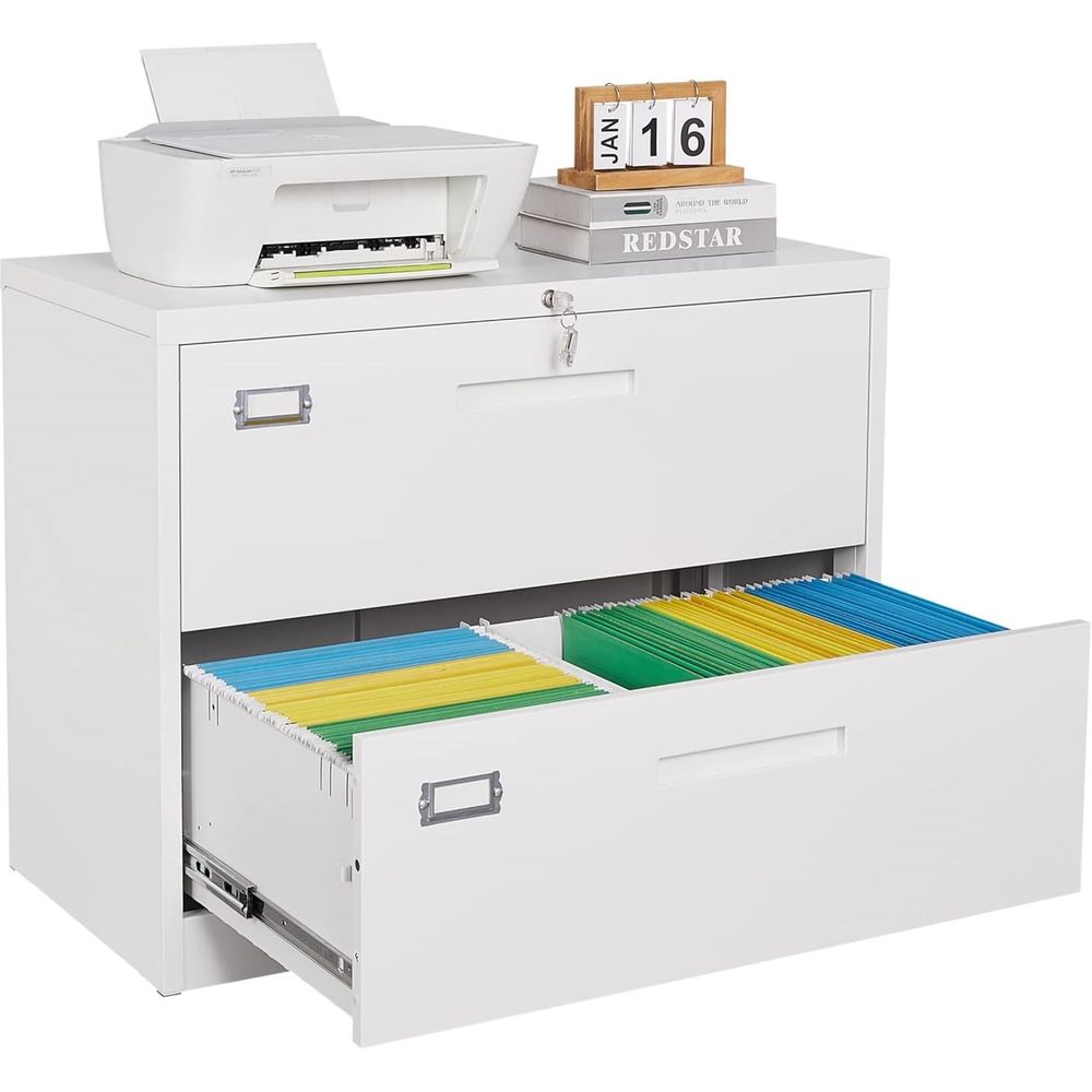 File Cabinet Lateral - White Lateral Filing Cabinet with Lock,