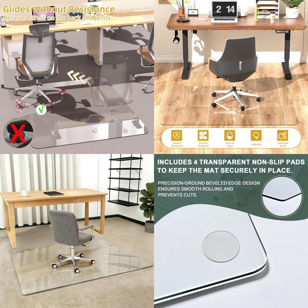 Chair Mat Hard Floor - Thick Tempered Glass Chair Mat for