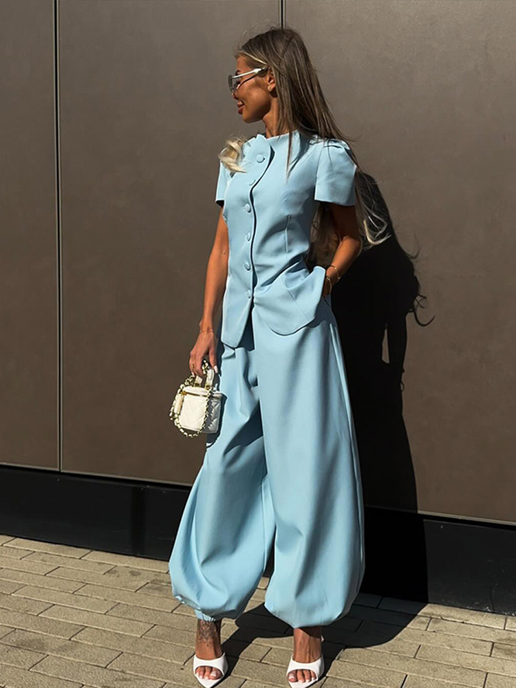Coat Rack Standing - Summer Women Solid Tops Set Short