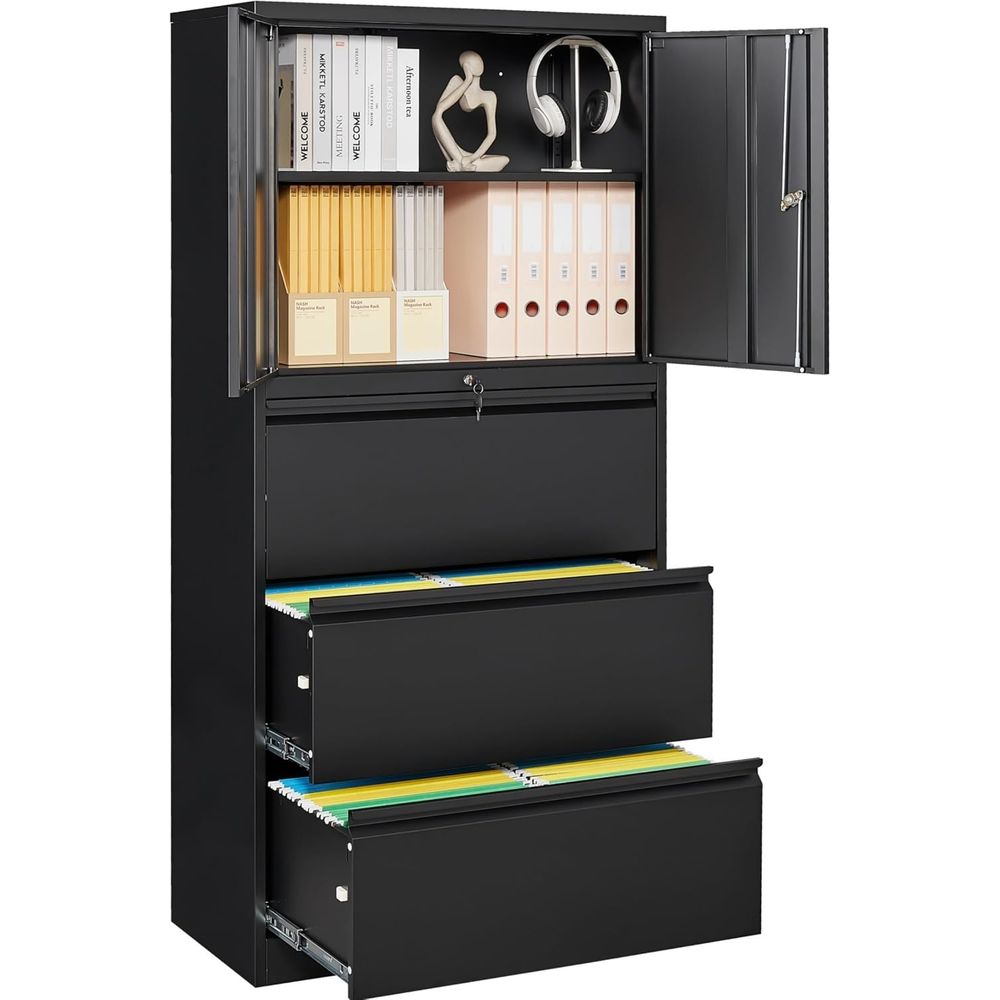 File Cabinet Lateral - Durable Metal Lateral File Cabinet with