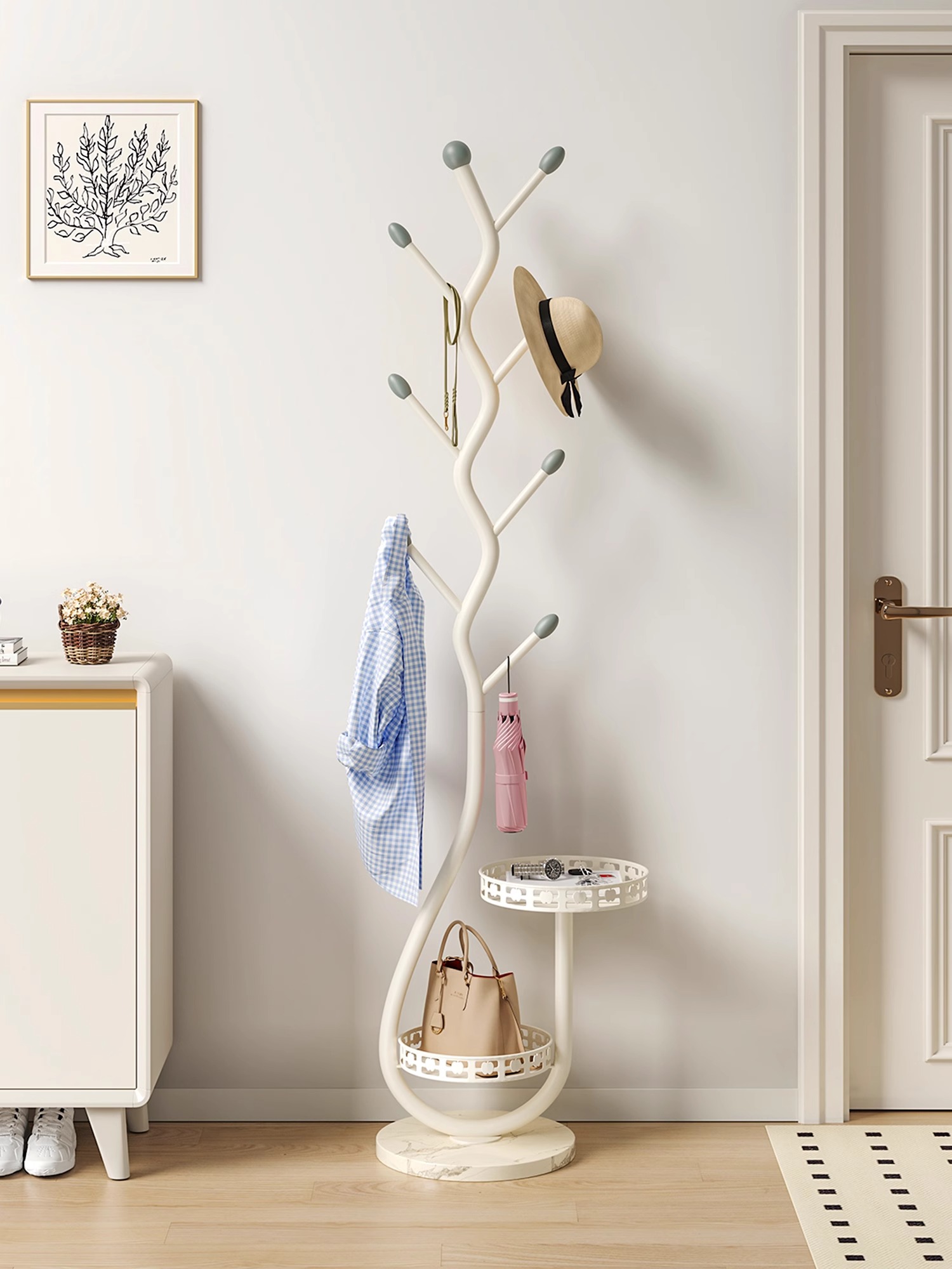 Coat Rack Standing - Nordic Style Carbon Steel Clothes Hanger