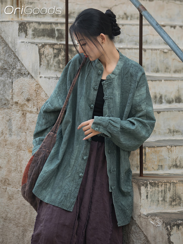 Coat Rack Standing - OriGoods Oversized Shirt Woman Ramie Cotton