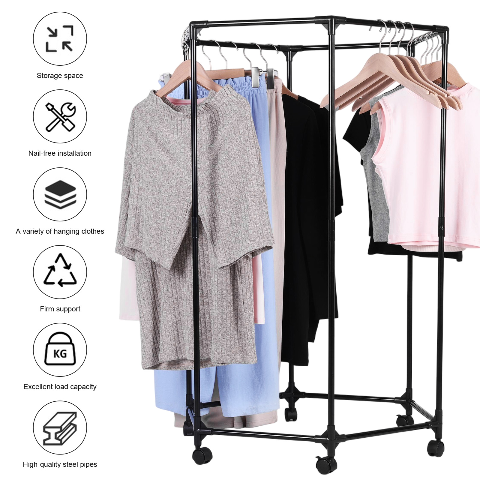 Hexagon Rolling Garment Rack w - Coat Rack Standing のレビューと価格