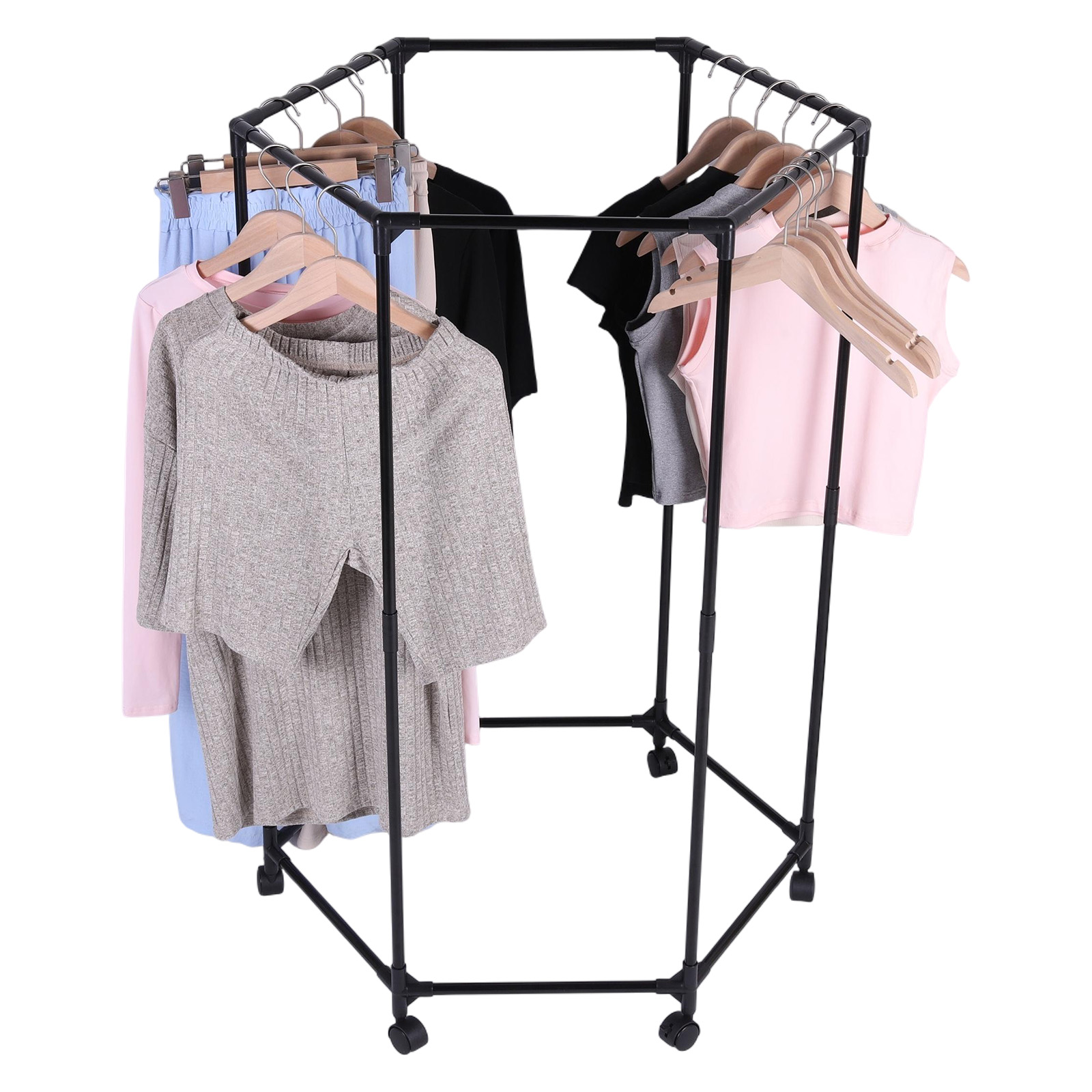 Hexagon Rolling Garment Rack w - Coat Rack Standing のレビューと価格