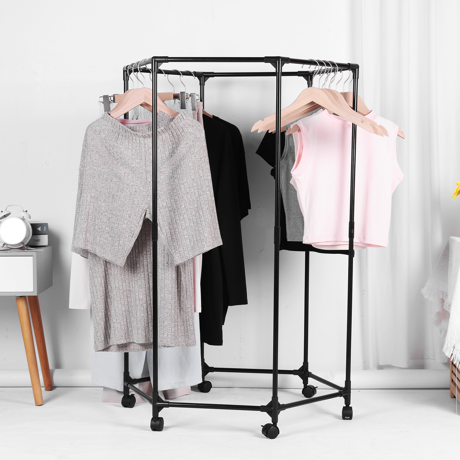 Hexagon Rolling Garment Rack w - Coat Rack Standing のレビューと価格