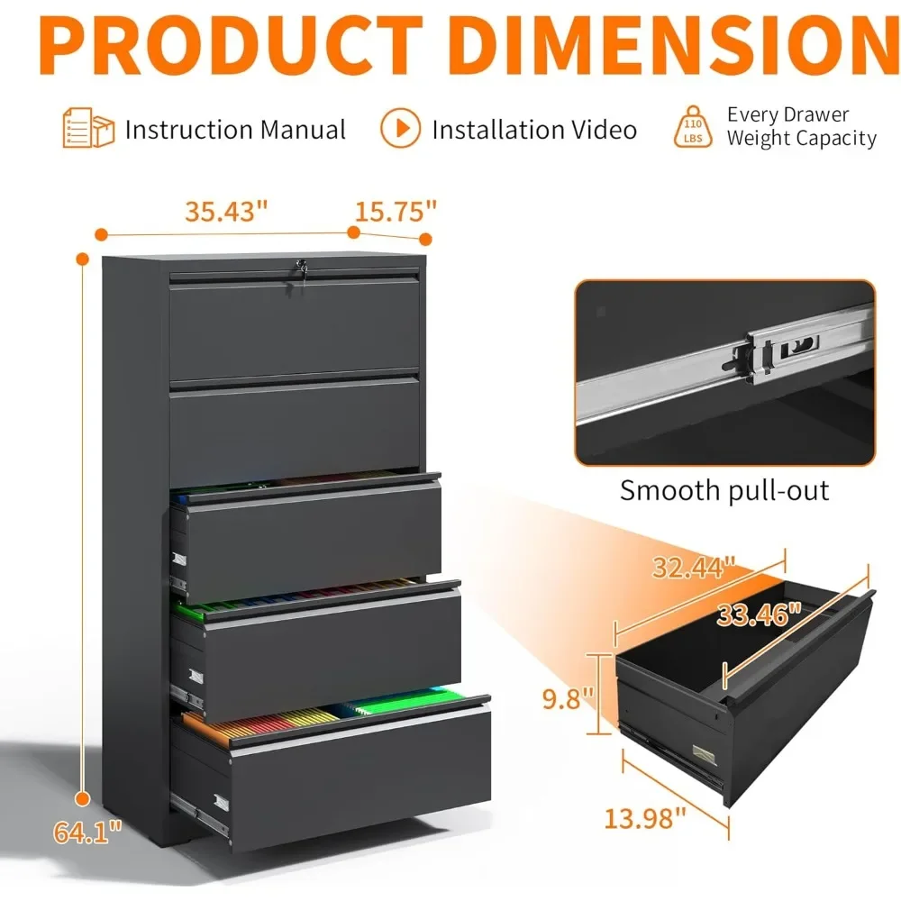 locking file cabinet with 5 dr - File Cabinet Lateral のレビューと価格