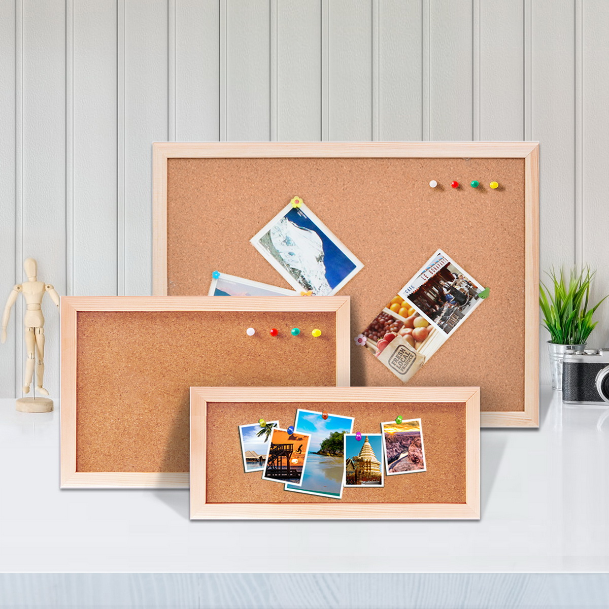 Vintage Pine Wood Frame Cork B - Bulletin Board Cork のレビューと価格