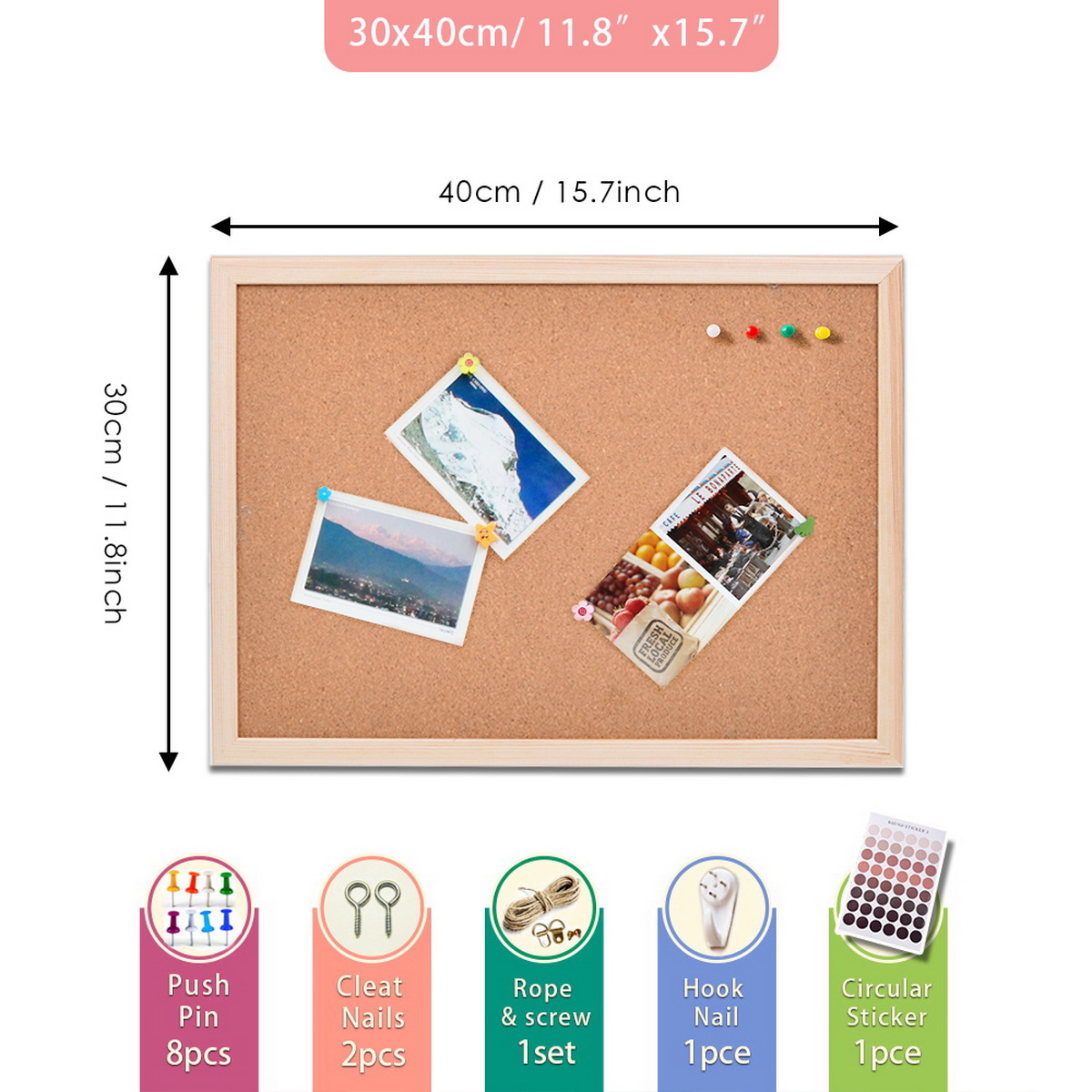 Vintage Pine Wood Frame Cork B - Bulletin Board Cork のレビューと価格