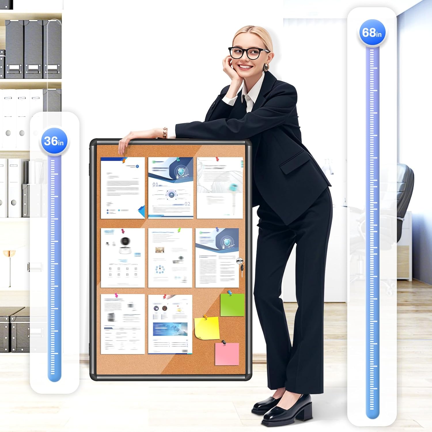 Enclosed Bulletin Board 36x24  - Bulletin Board Cork のレビューと価格
