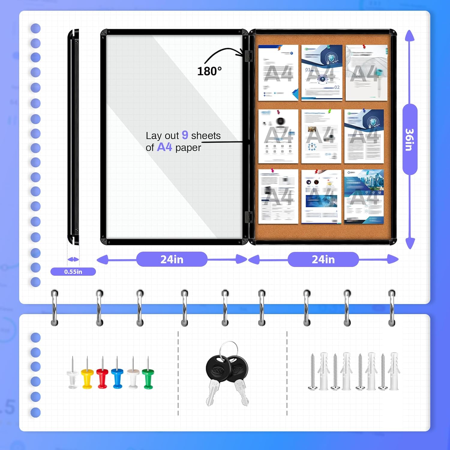 Enclosed Bulletin Board 36x24  - Bulletin Board Cork のレビューと価格