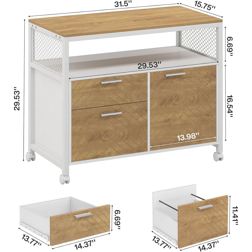 Light Walnut Modern Lockable L - File Cabinet Lateral のレビューと価格