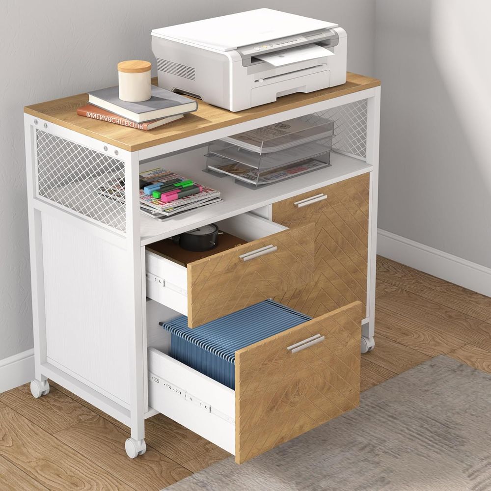Light Walnut Modern Lockable L - File Cabinet Lateral のレビューと価格