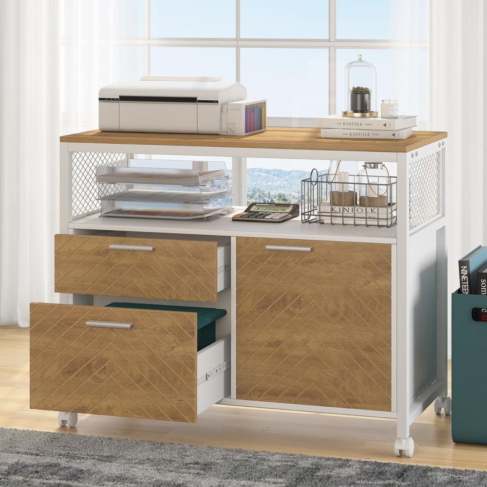 Light Walnut Modern Lockable L - File Cabinet Lateral のレビューと価格