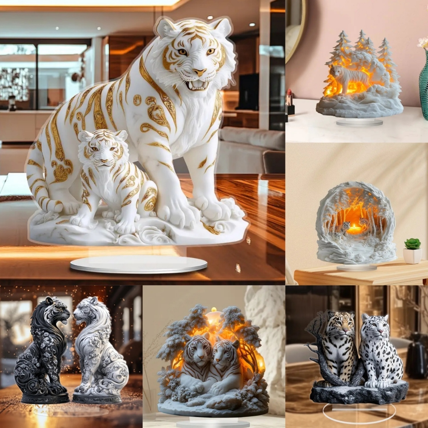 Two Tigers Statue,2D Flat Anim - Office Furniture Direct のレビューと価格