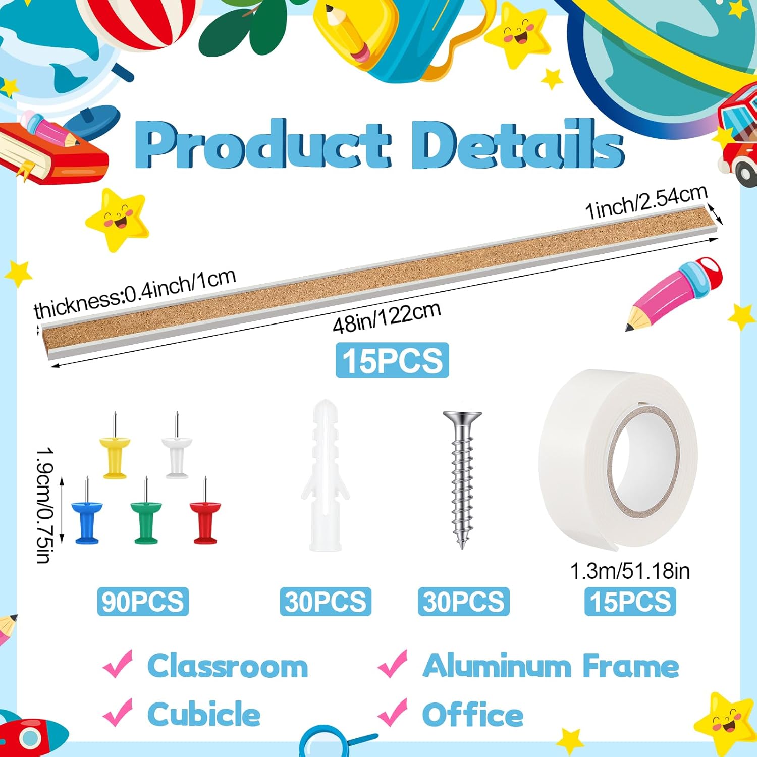 15 Pack 48x1 Inch Cork Strips  - Bulletin Board Cork のレビューと価格