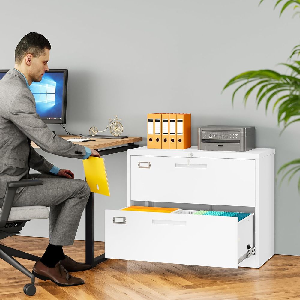 White Lateral Filing Cabinet w - File Cabinet Lateral のレビューと価格
