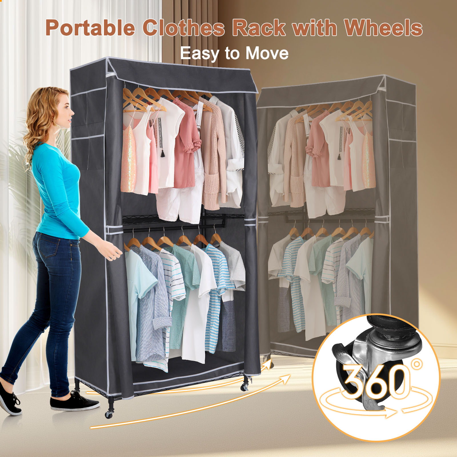 Clothes Rack Standing Rolling  - Coat Rack Standing のレビューと価格
