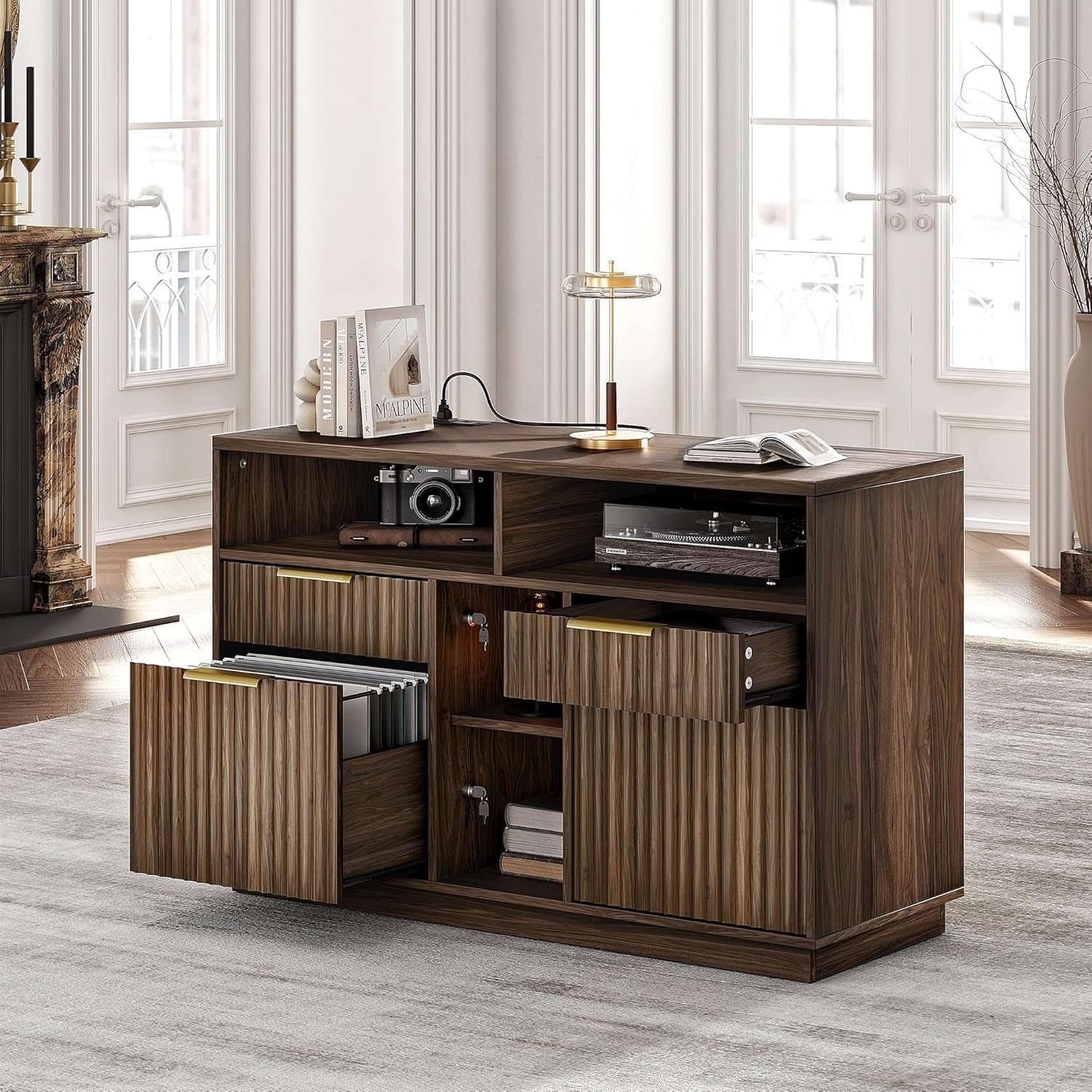 4 Drawer File Cabinet, Fluted  - File Cabinet Lateral のレビューと価格