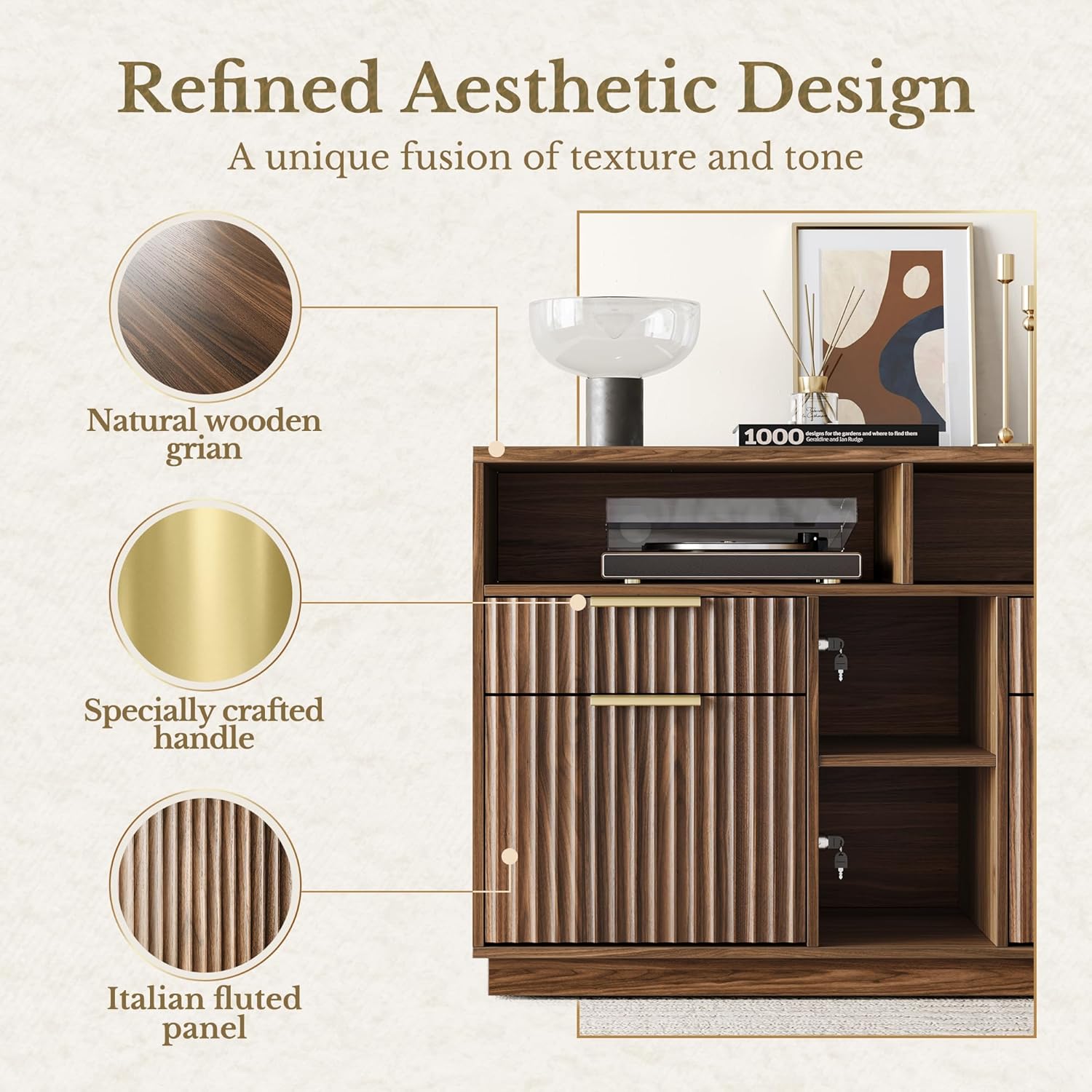 4 Drawer File Cabinet, Fluted  - File Cabinet Lateral のレビューと価格