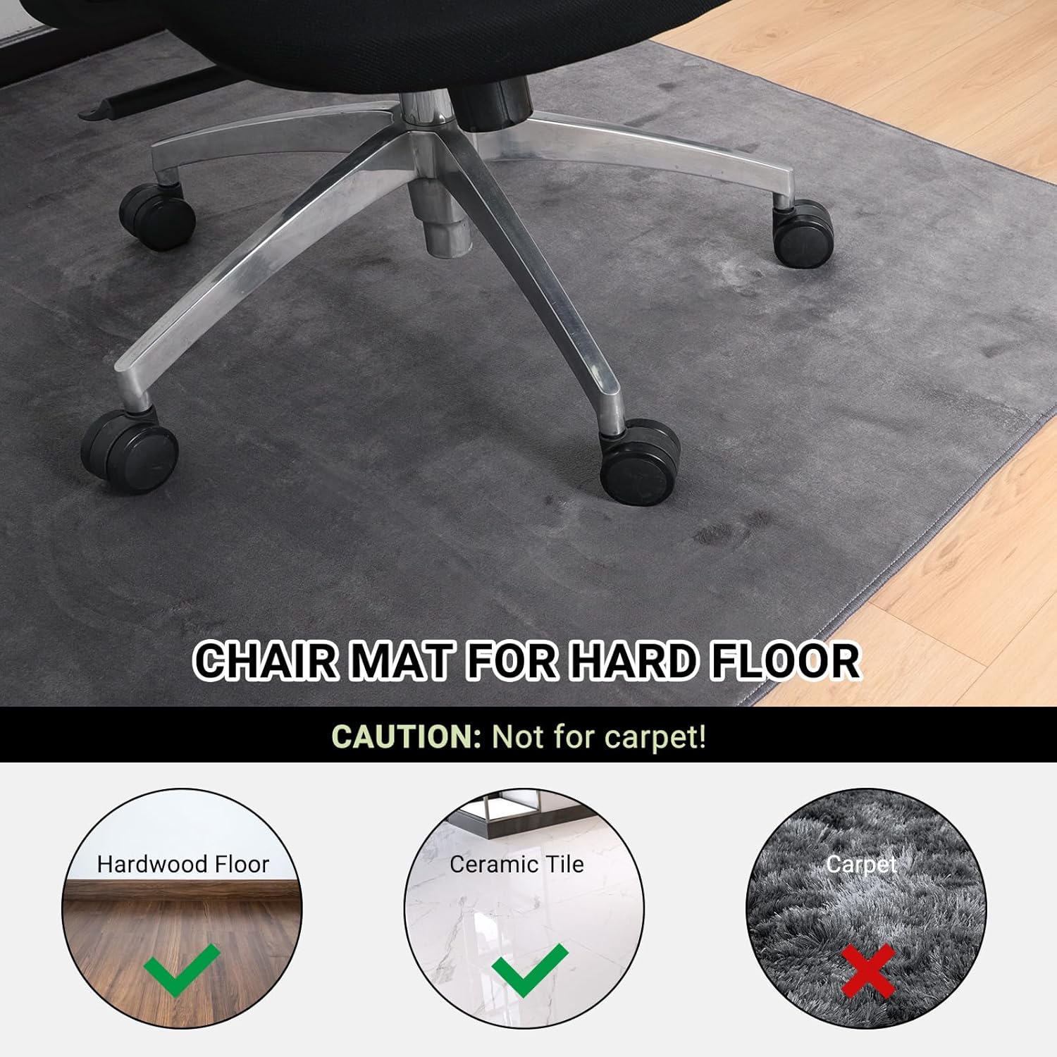 Large Office Chair Mat 75x60 f - Chair Mat Hard Floor のレビューと価格