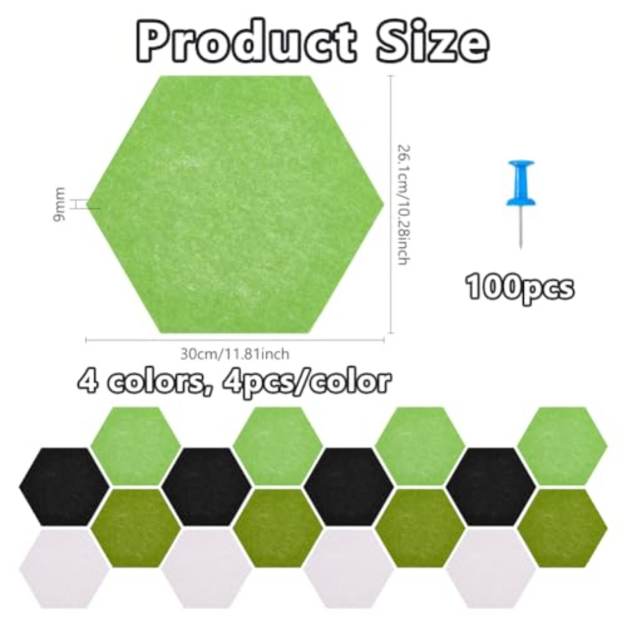 16Pcs 4 Colors Hexagon Felt Co - Bulletin Board Cork のレビューと価格