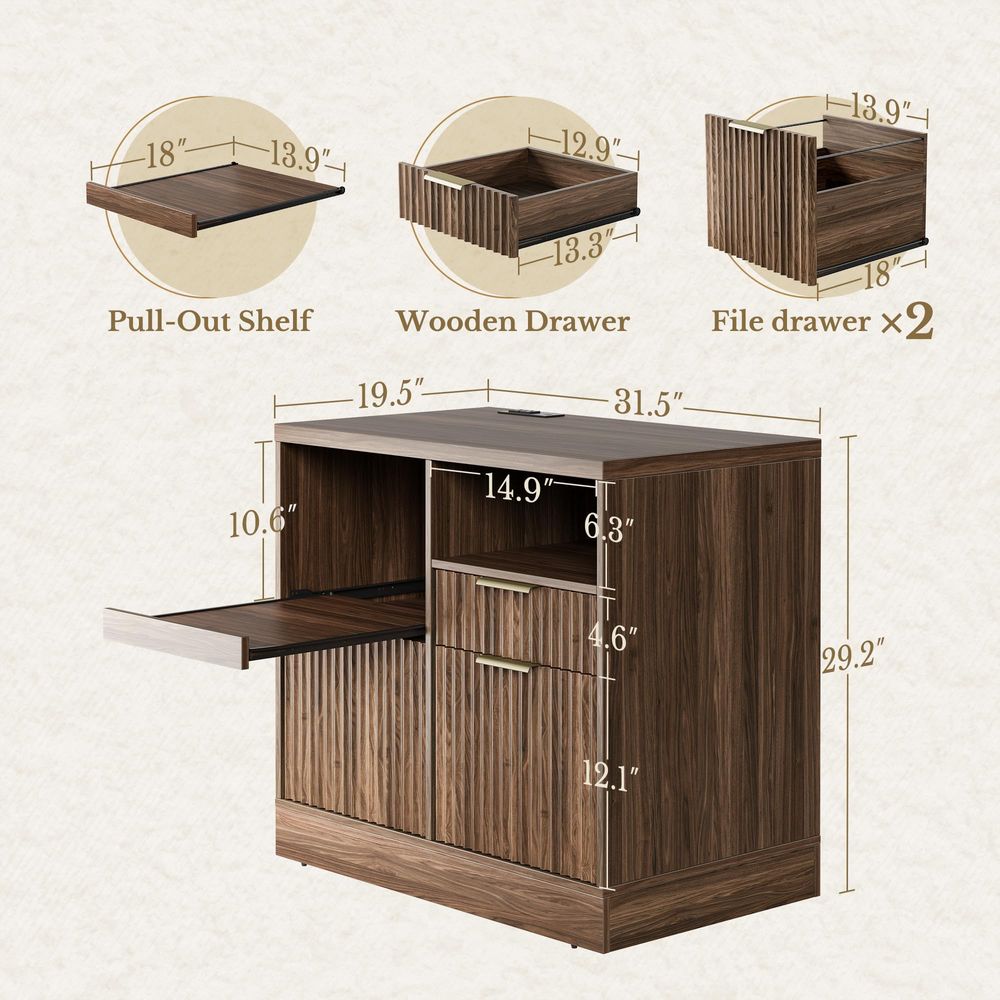 Drawer File Cabinet, Fluted Wo - File Cabinet Lateral のレビューと価格
