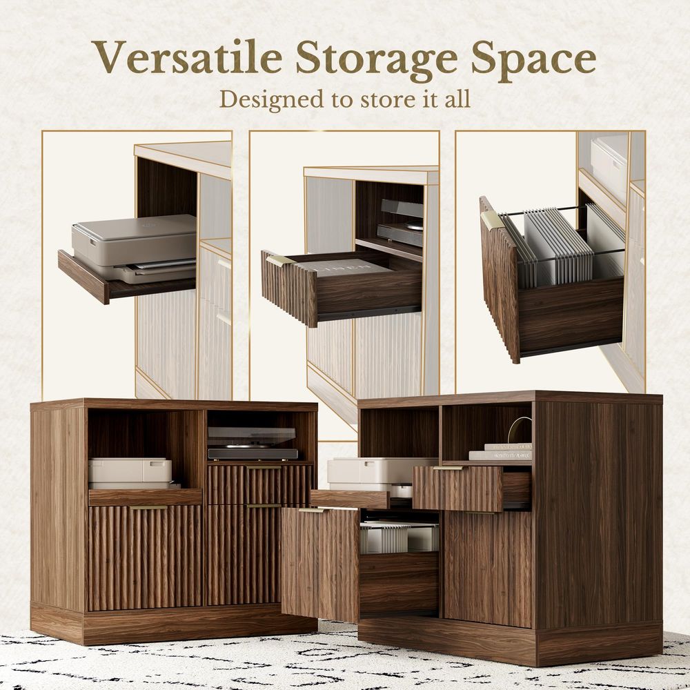 Drawer File Cabinet, Fluted Wo - File Cabinet Lateral のレビューと価格