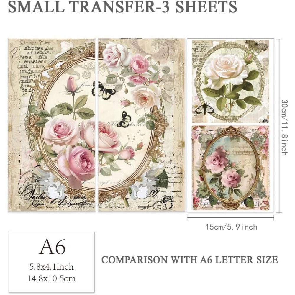 3pcs/Set Rose Rub on Transfers - Office Furniture Plan のレビューと価格