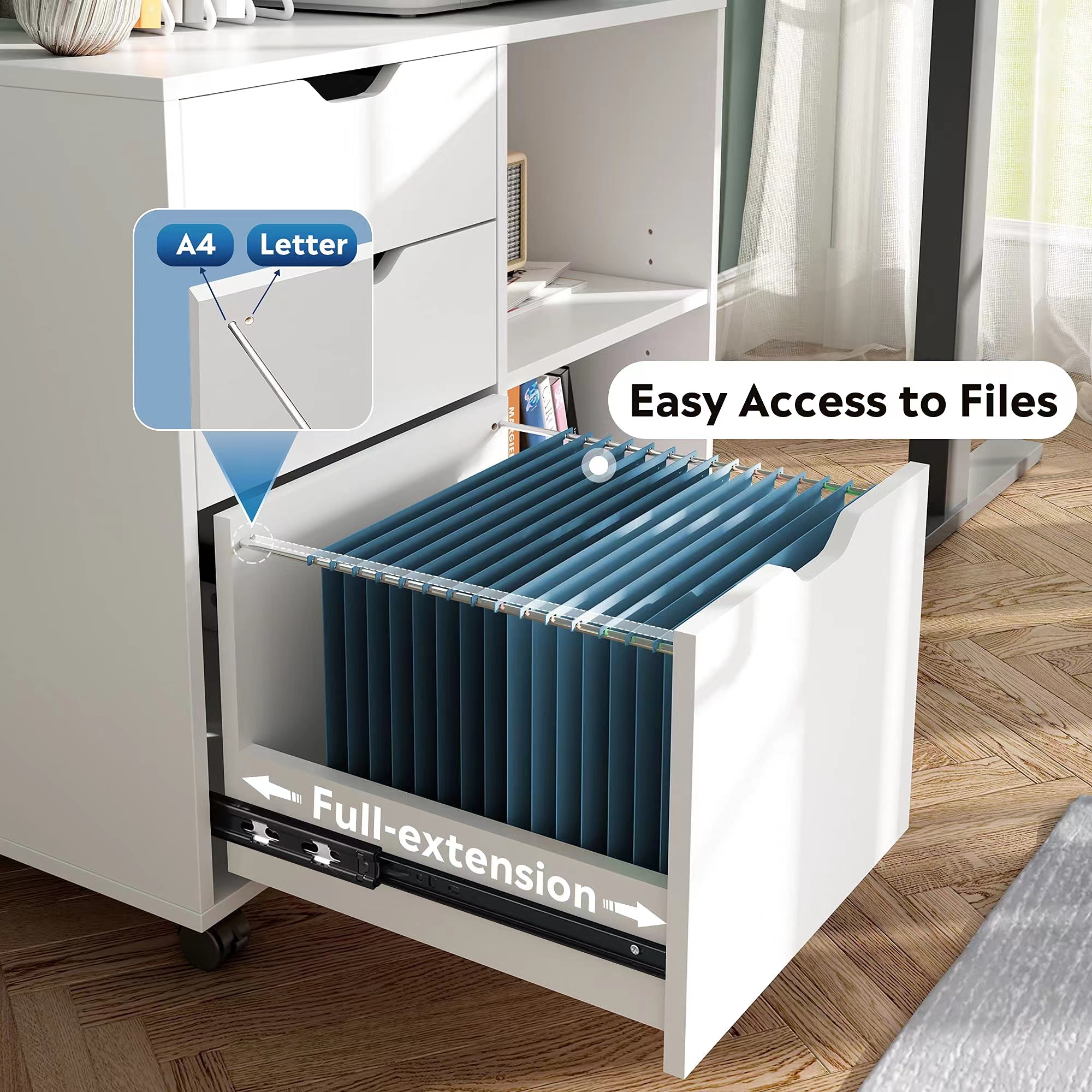 3-Drawer Wood File Cabinet, Mo - File Cabinet Lateral のレビューと価格