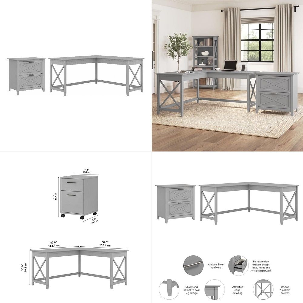 Furniture L Shaped Desk with L - File Cabinet Lateral のレビューと価格