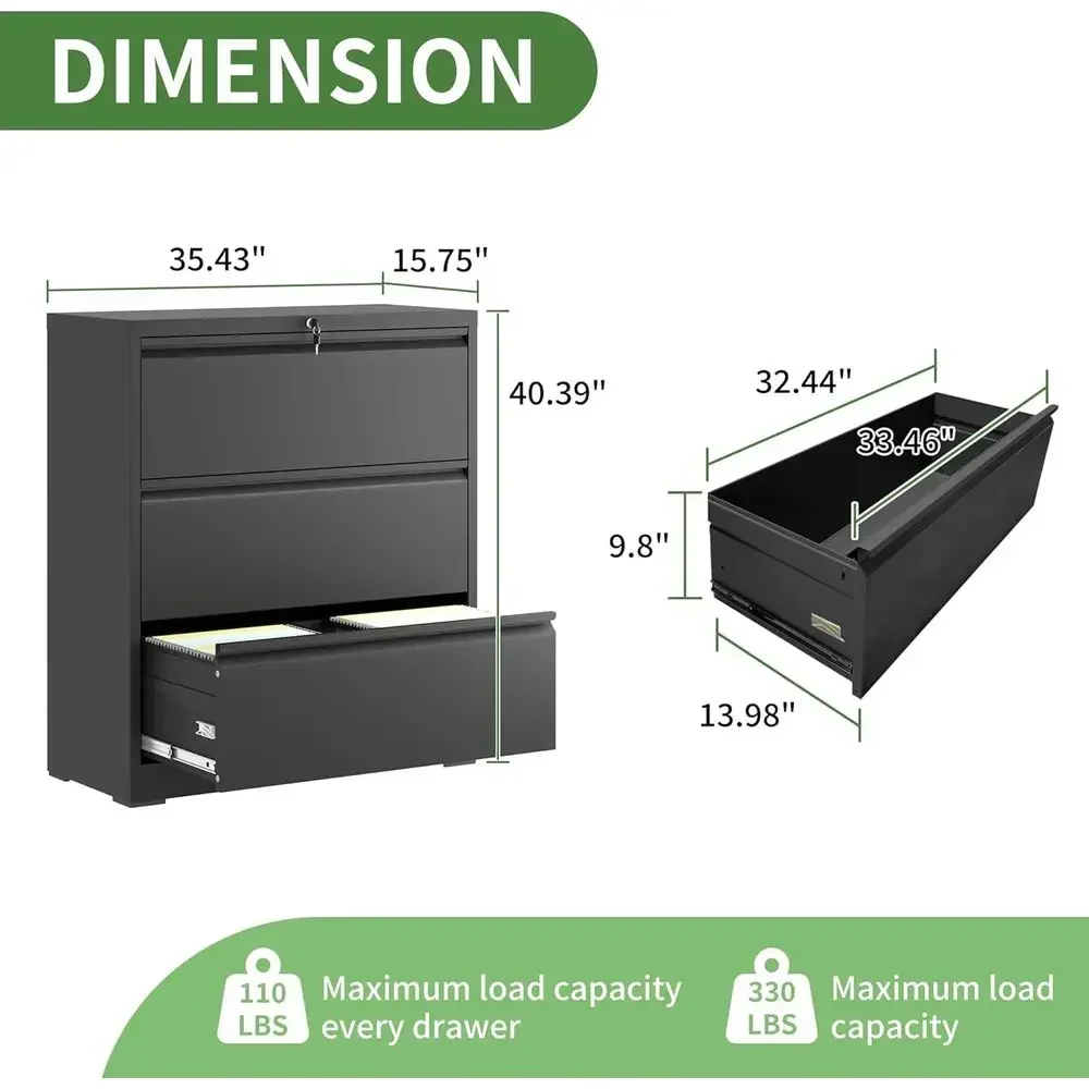 3 Drawer File Cabinet,Metal La - File Cabinet Lateral のレビューと価格